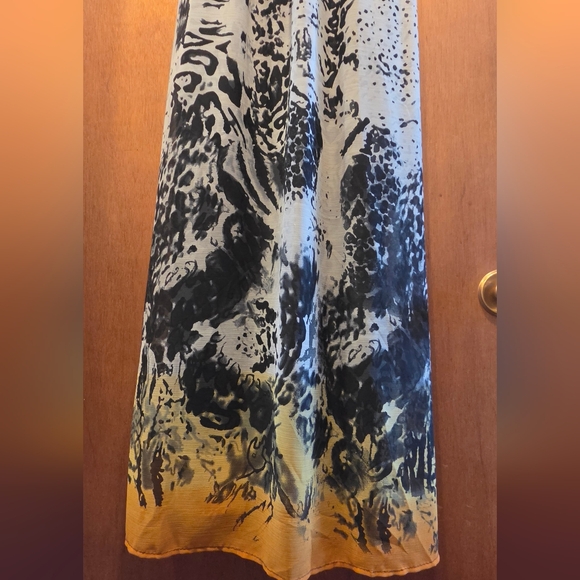 She's Cool Black & Leopard Print Yellow & White Sheer Layered Maxi Dress SzL - Picture 4 of 10